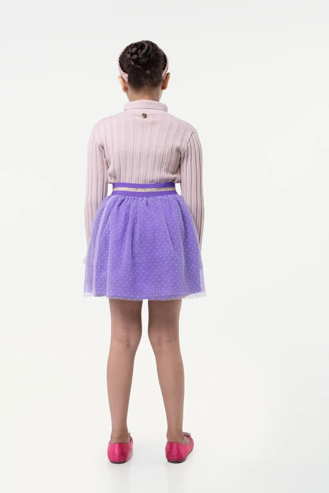 One Friday Kids Girls Lilac Mesh Fabric Skirt