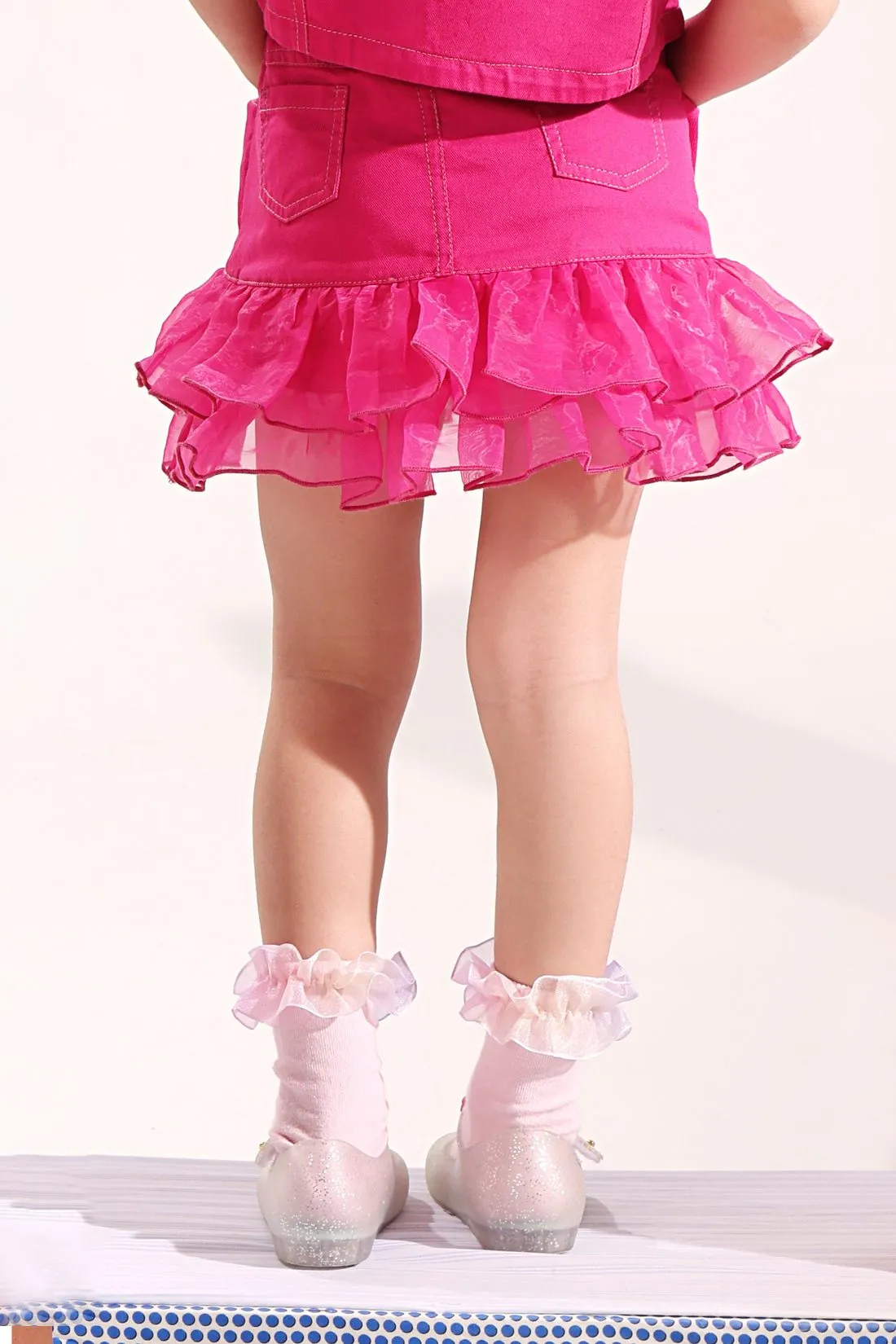 One Friday Kids Girls Pink Laced Skirt