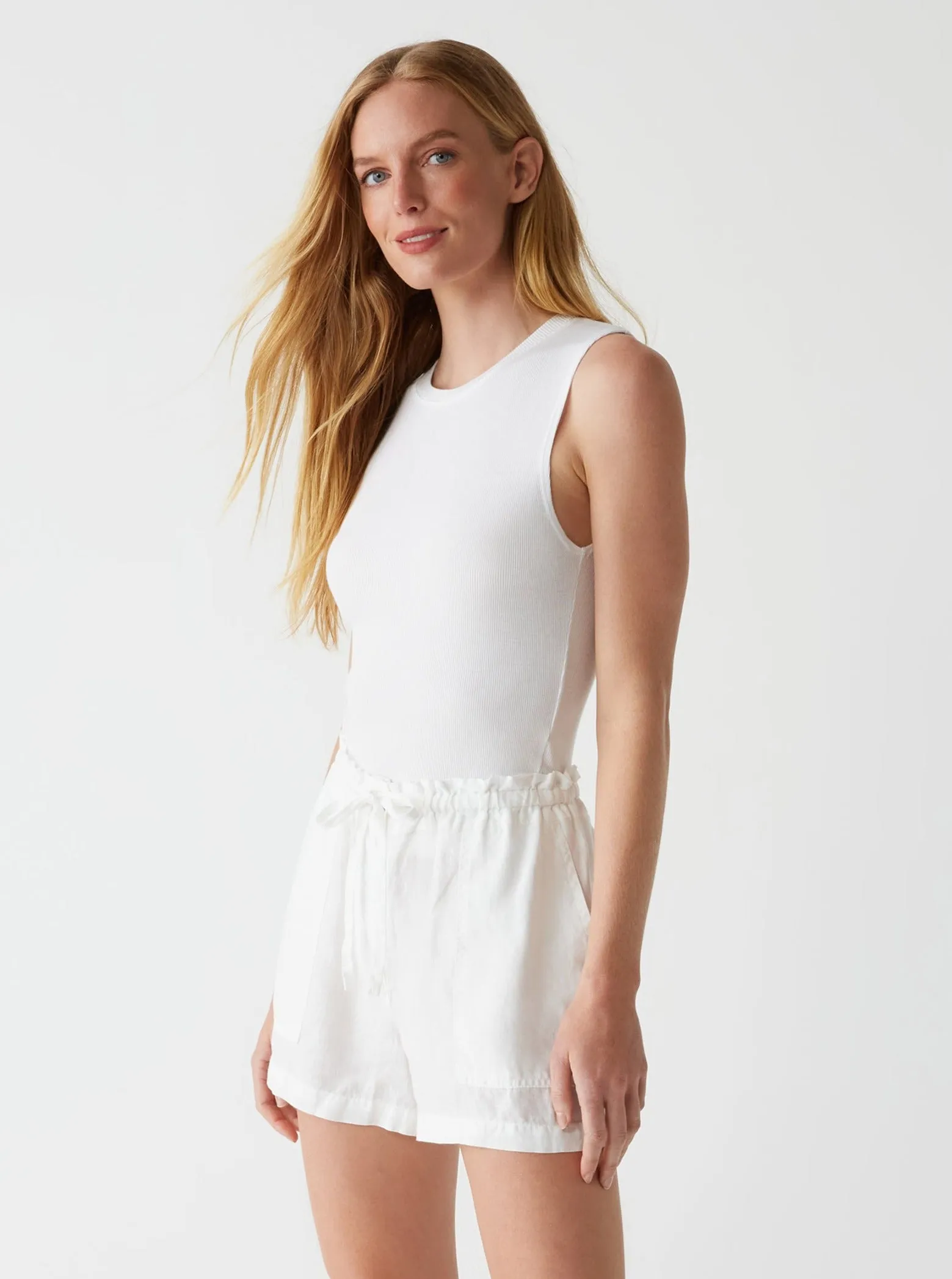 Paulette Linen Short - White