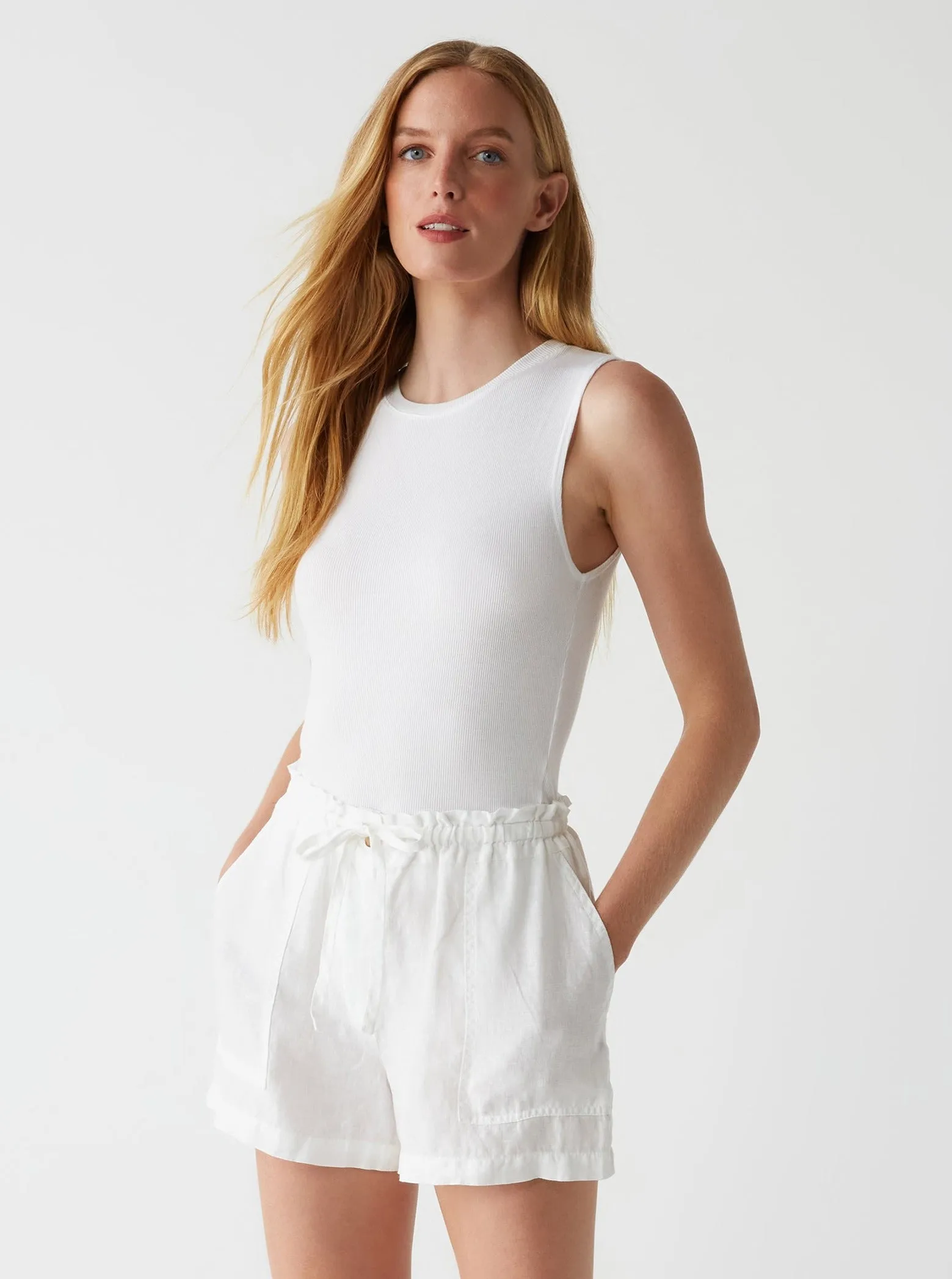 Paulette Linen Short - White