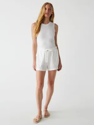 Paulette Linen Short - White