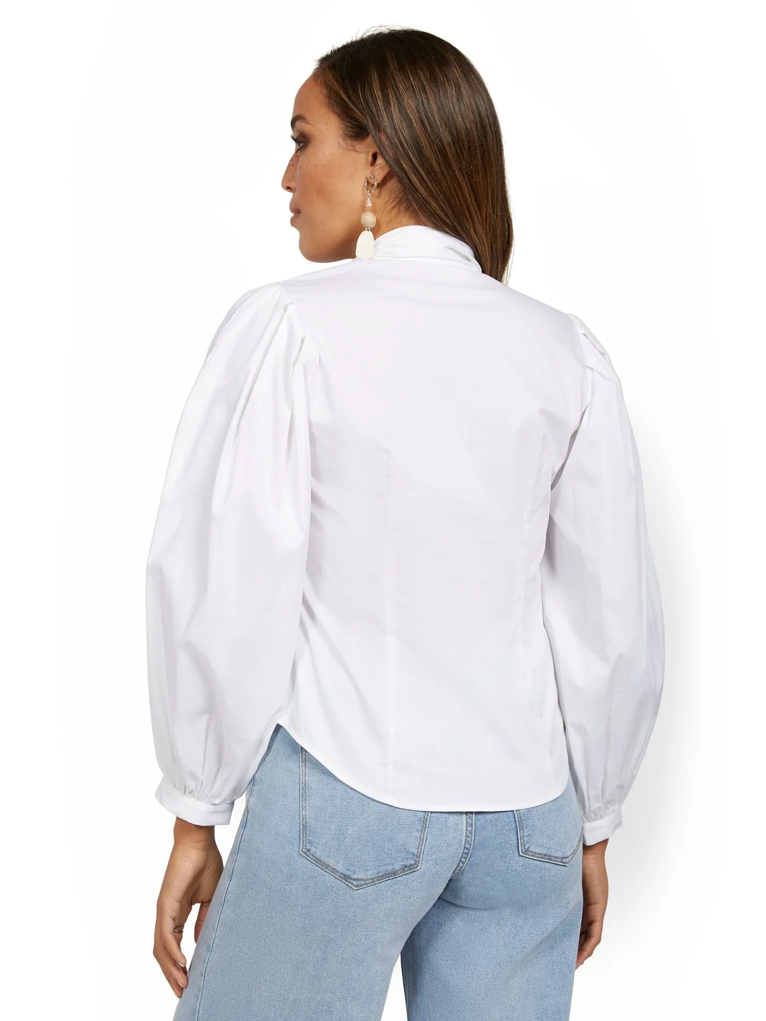 Petite Poplin Bow Shirt - Lily & Cali