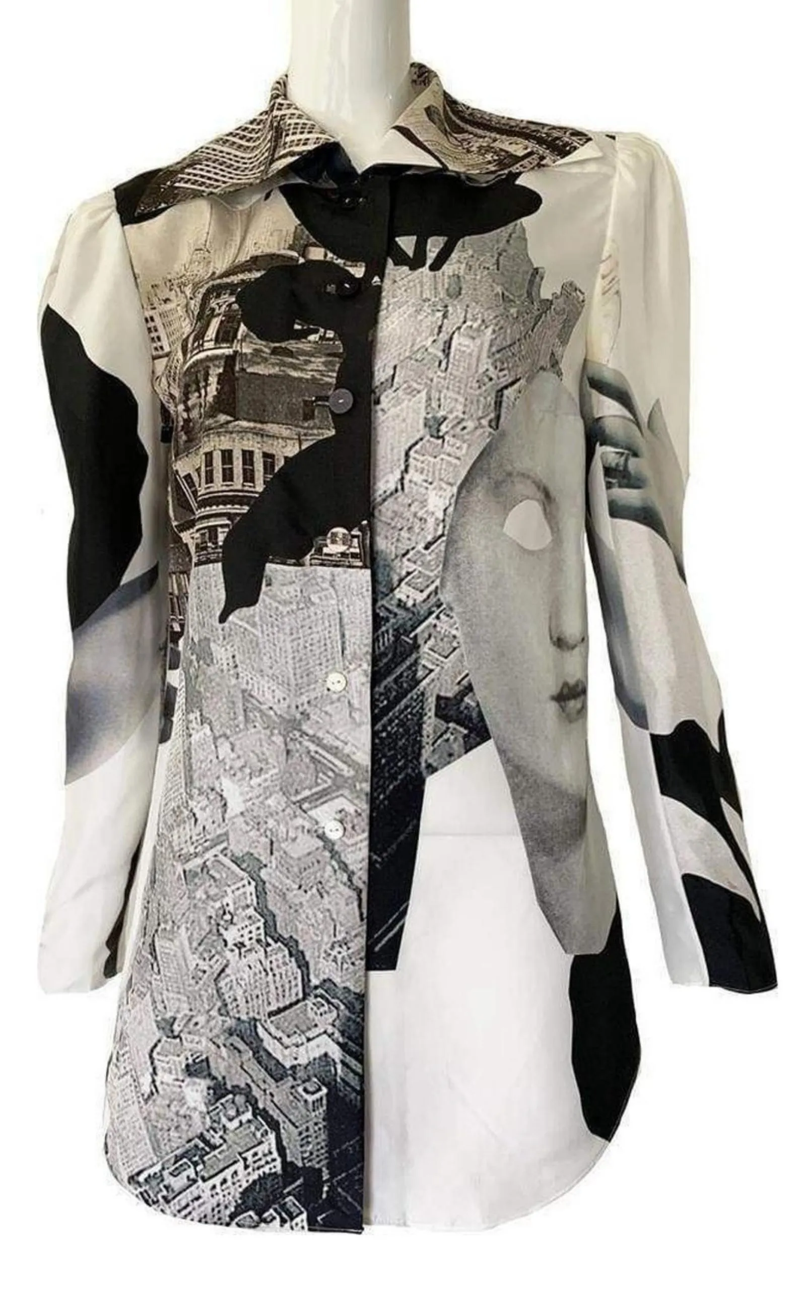 Printed Silk Habotai Shirt