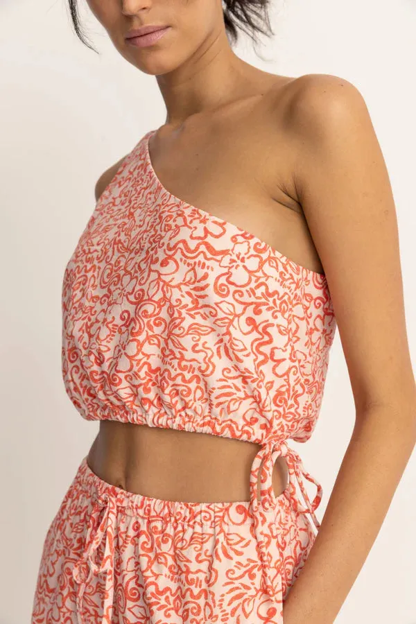 Rhythm Islander Floral One Shoulder Top  - CORAL