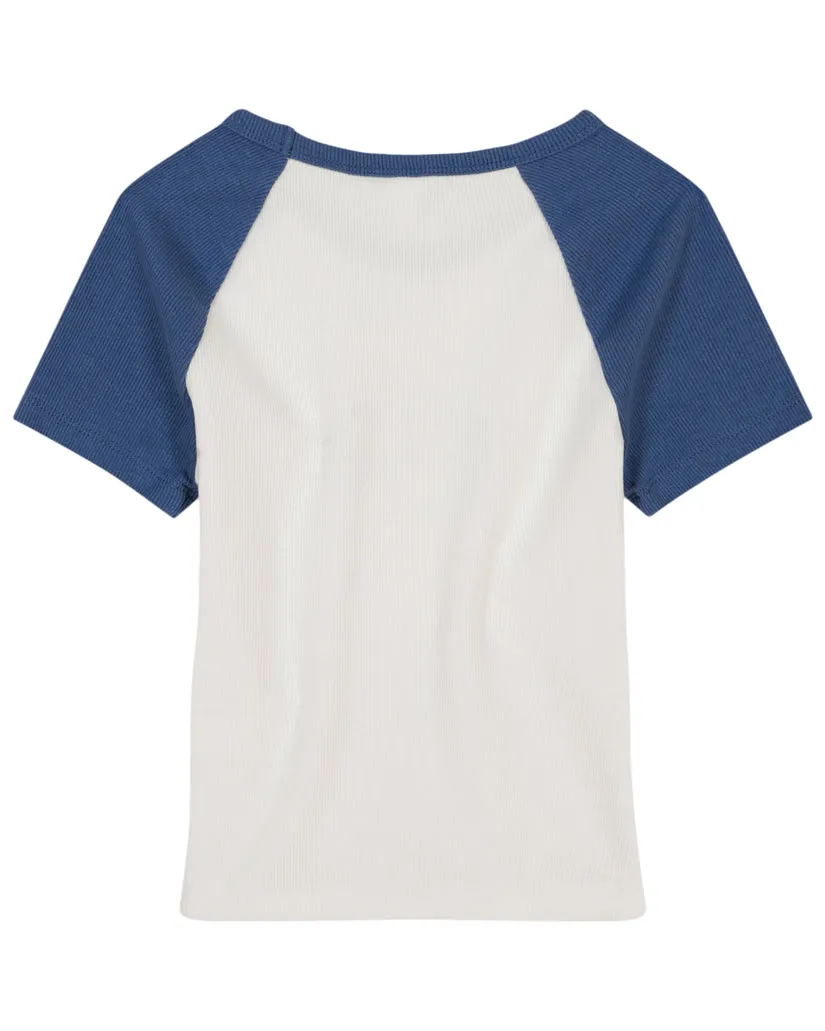 Roxy Girls Daisies Raglan Tee-Coastal Fjord