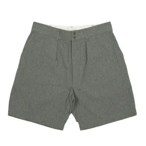 Safari shorts in charcoal and grey stripe cotton seersucker