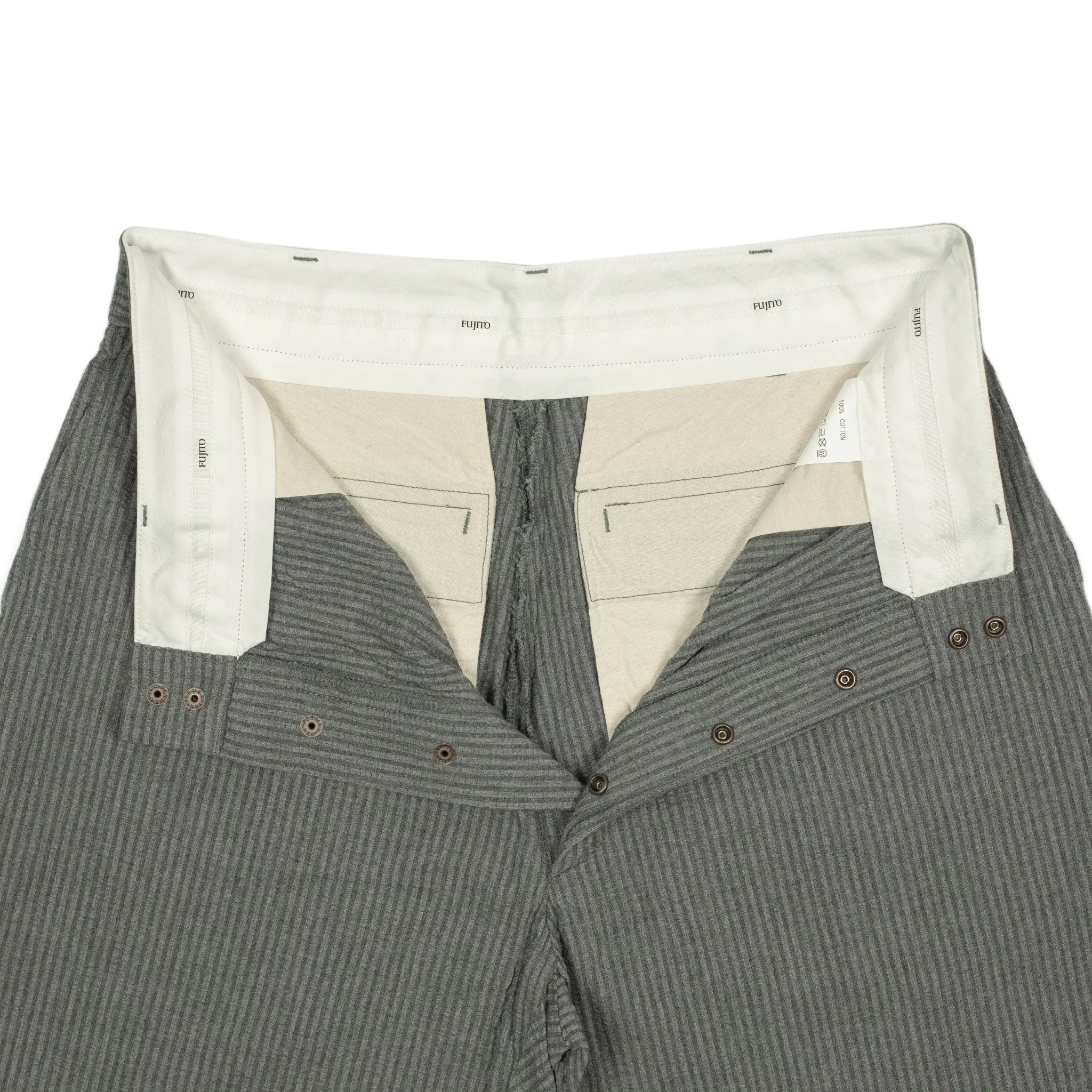 Safari shorts in charcoal and grey stripe cotton seersucker