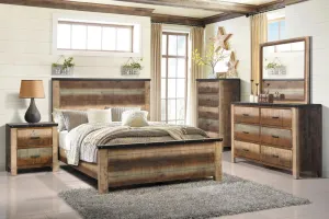 Sembene Bedroom Rustic Antique Multi Color California King Bed Four Piece Set