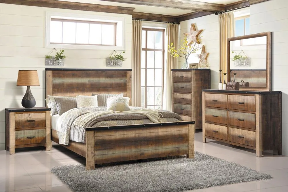 Sembene Bedroom Rustic Antique Multi Color Eastern King Five Piece Set