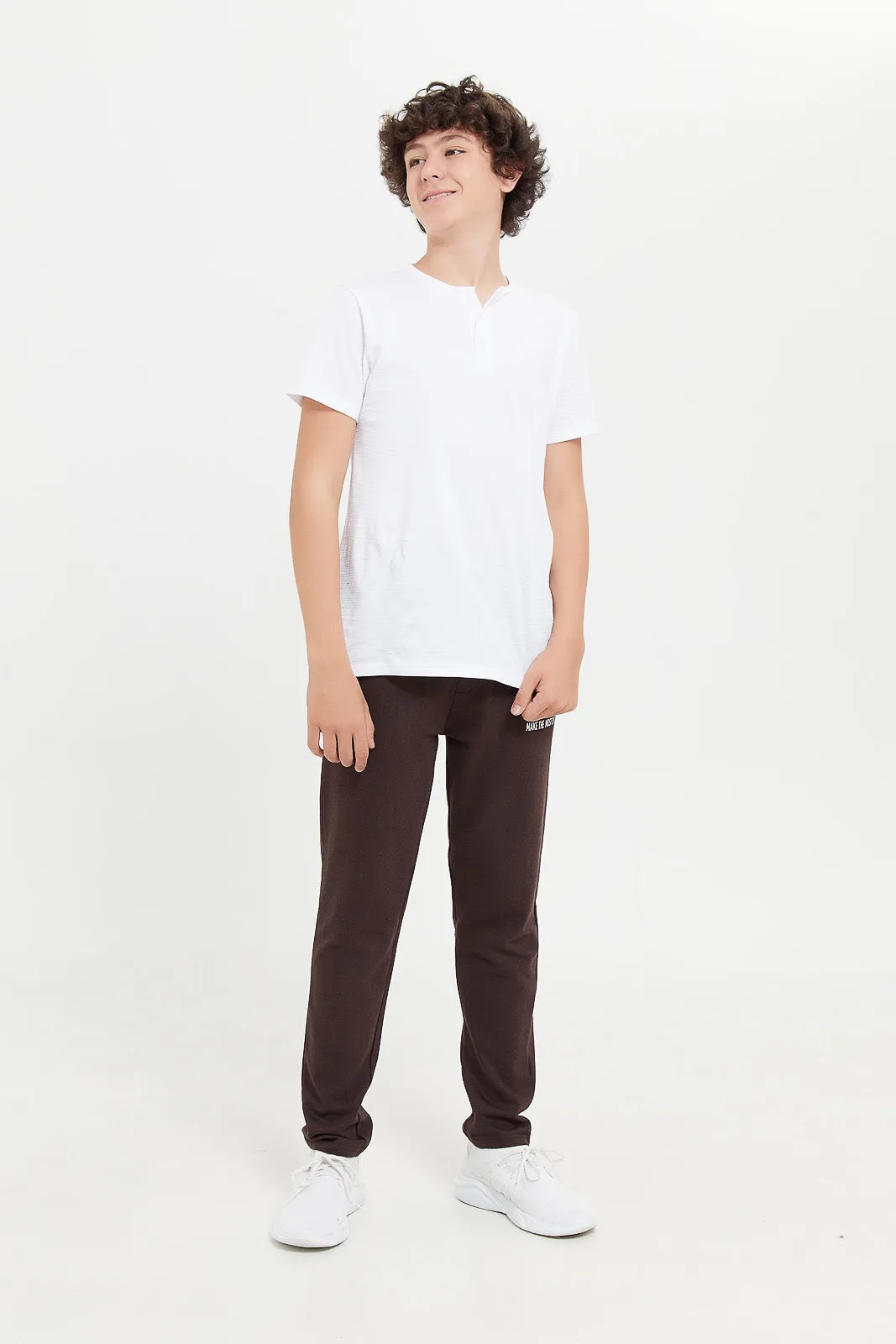 Senior Boys Brown Basic Active Pants