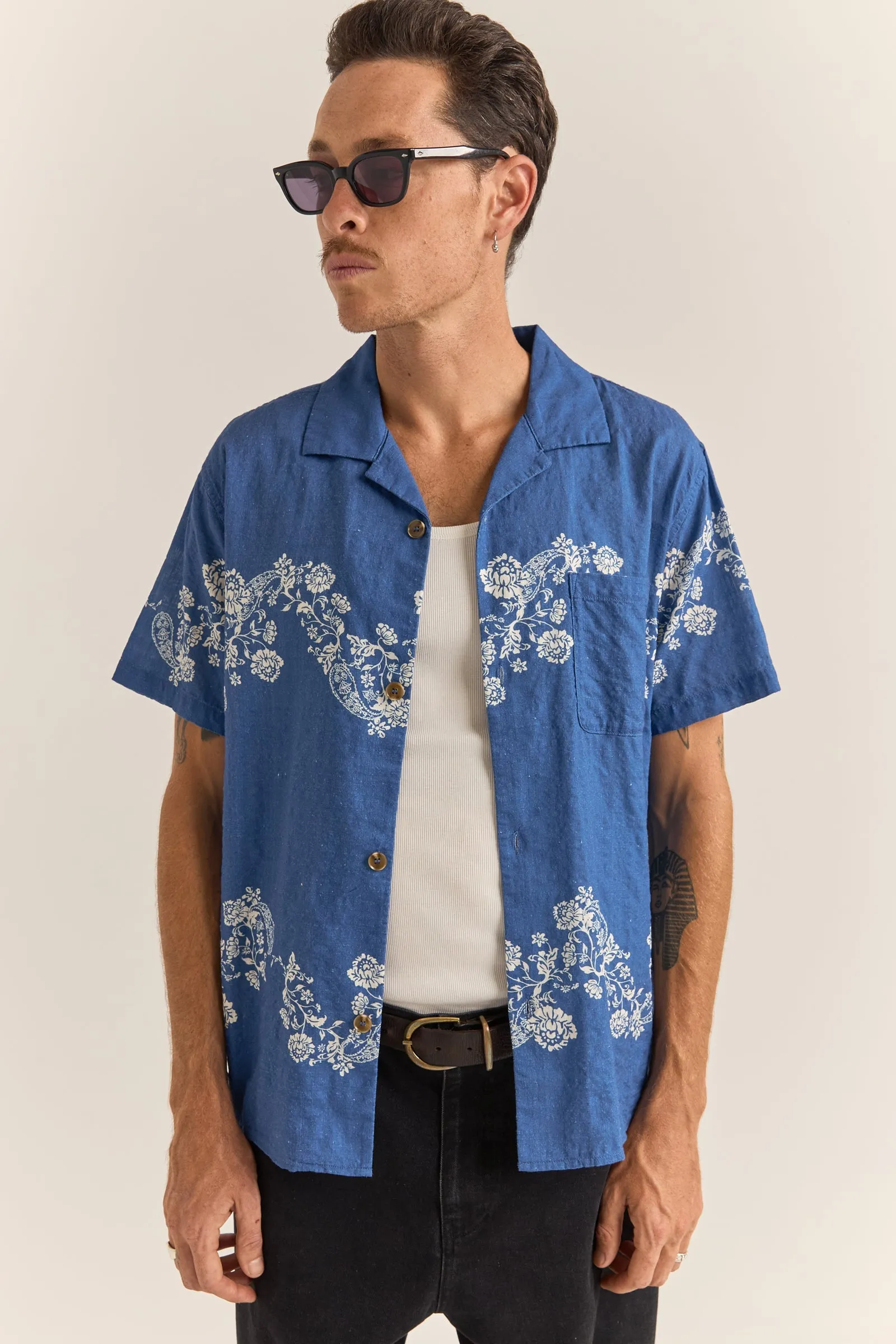 Shoreline Ss Shirt Vintage Blue