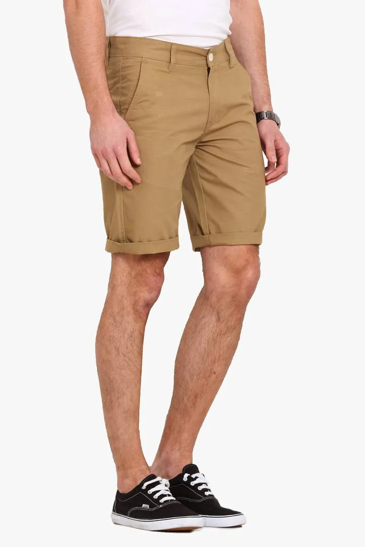 Stylish Cotton Khaki Solid Slim Shorts For Men