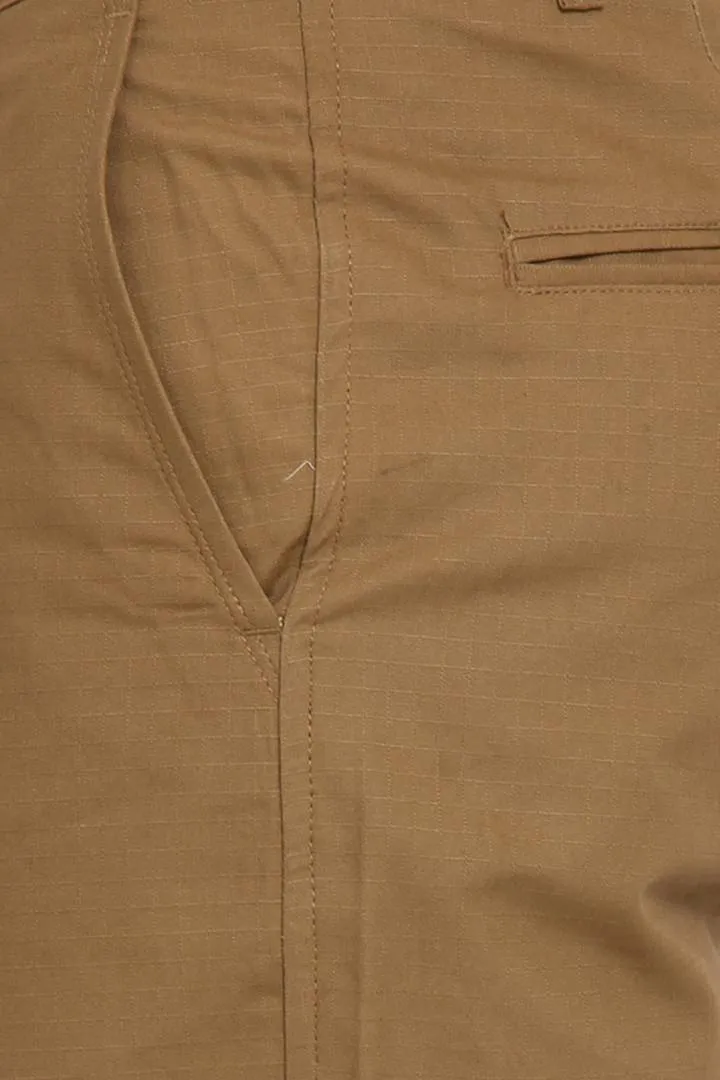 Stylish Cotton Khaki Solid Slim Shorts For Men