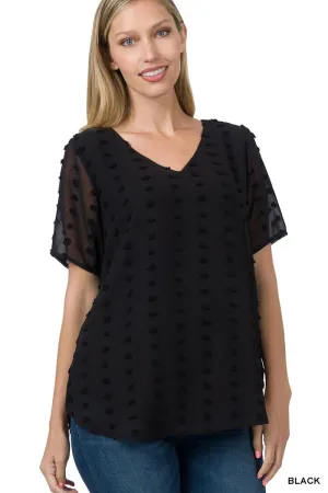 Swiss Dot V-Neck Top