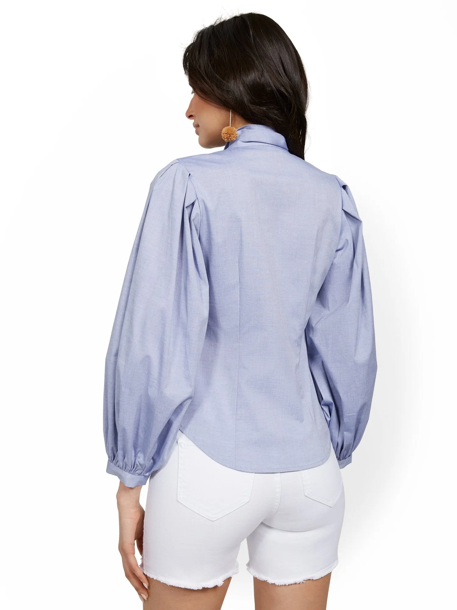 Tall Chambray Poplin Bow Shirt - Lily & Cali