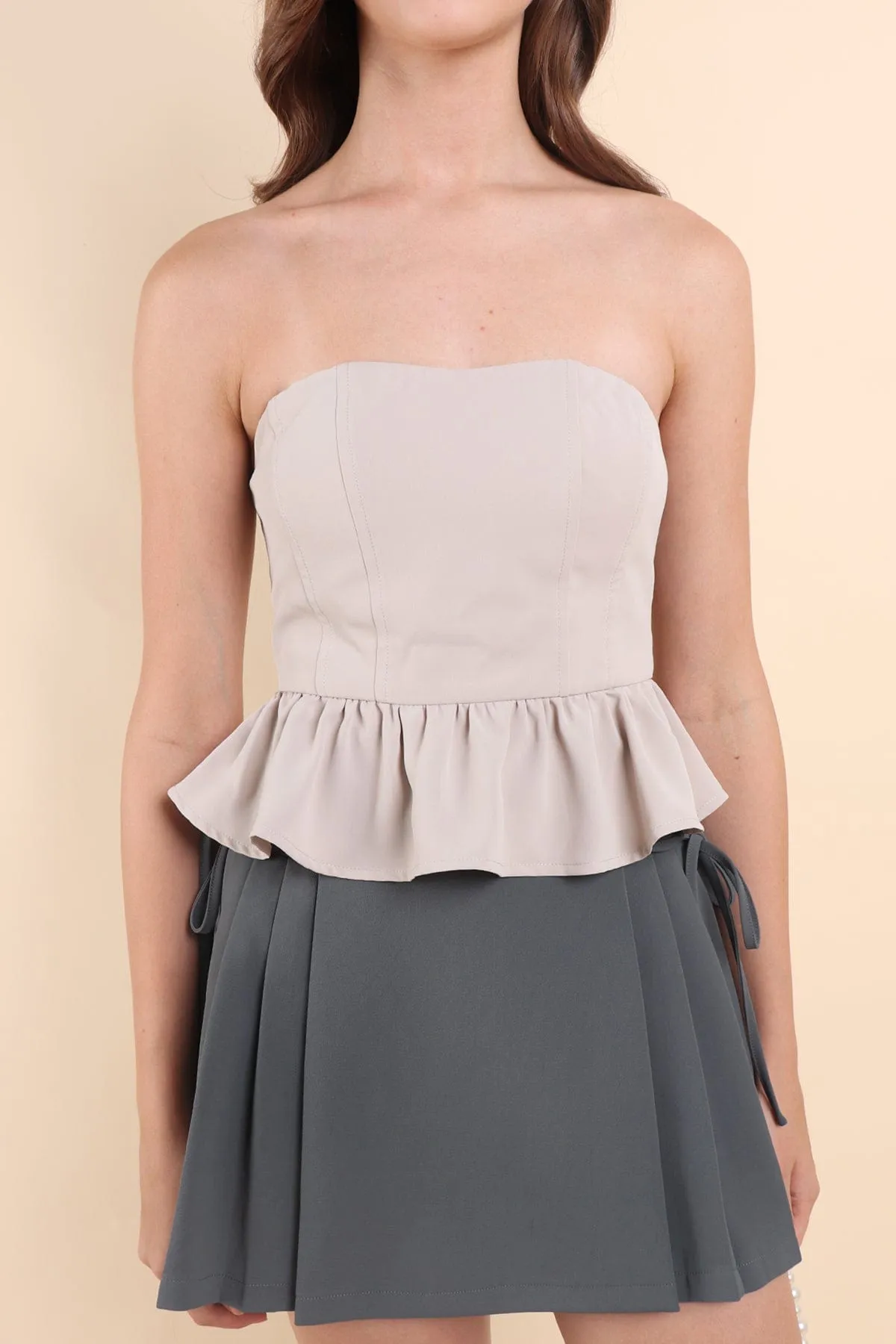 THYME TUBE TOP IN TAUPE ECRU