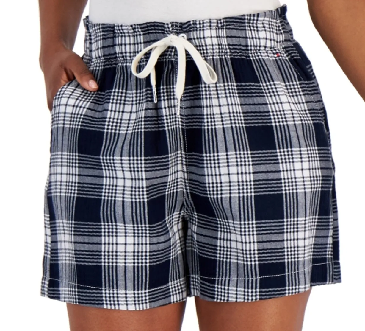 Tommy Hilfiger Women's Patio Plaid Shorts Blue Size X-Large