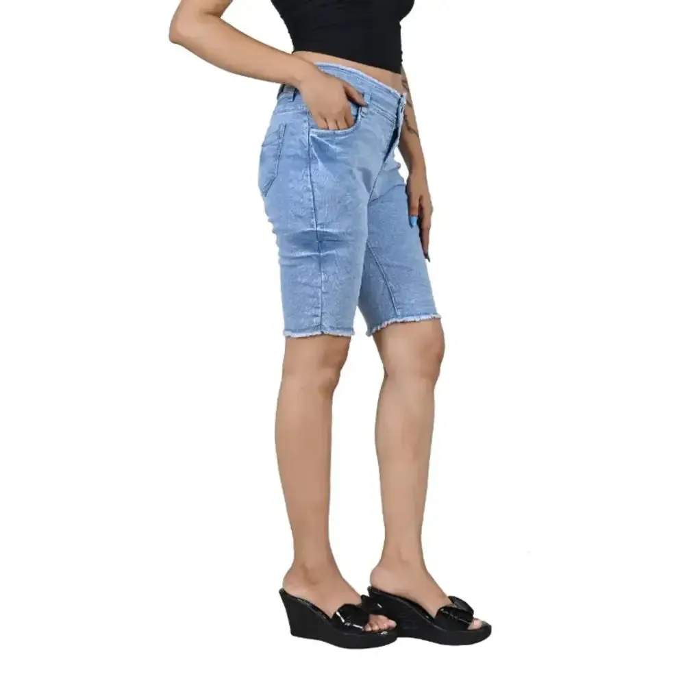 Trendy Stylish Denim Lycra Shorts for Women