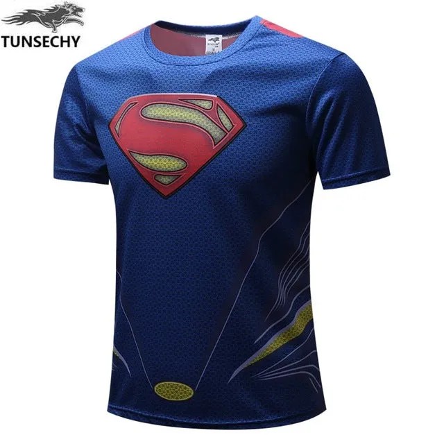 TUNSECHY NEW Marvel Super Heroes Avenger Batman T shirt Men Compression Armour Base Layer Long Sleeve Thermal Under Top Fitness