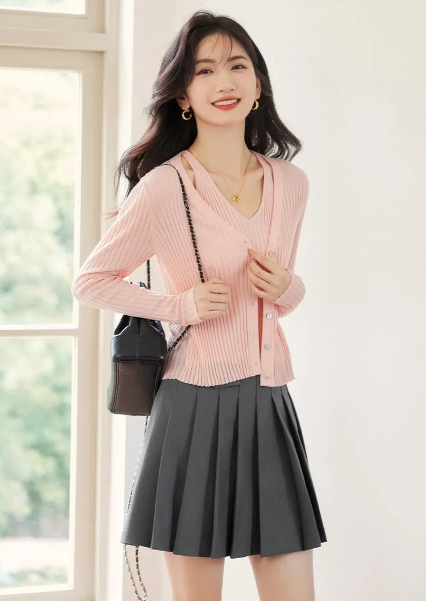 TWO-PIECE KNIT SWEATER TOP