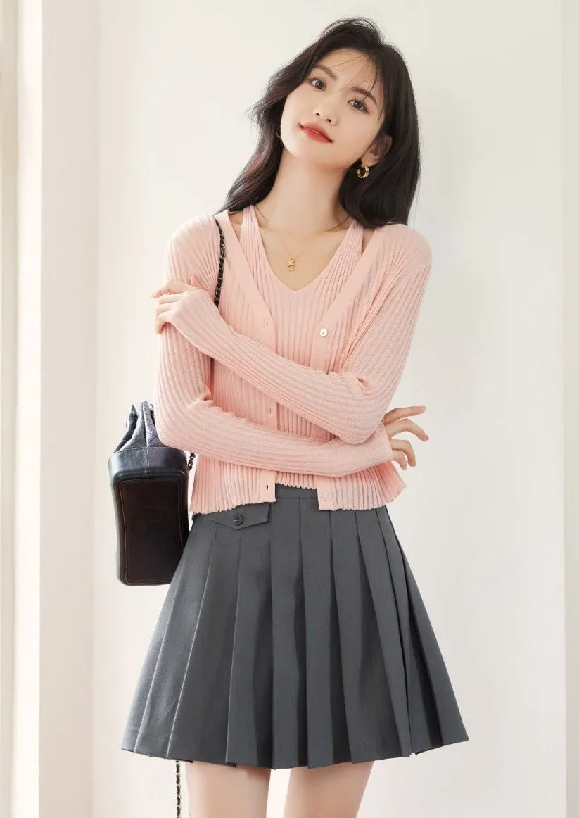 TWO-PIECE KNIT SWEATER TOP