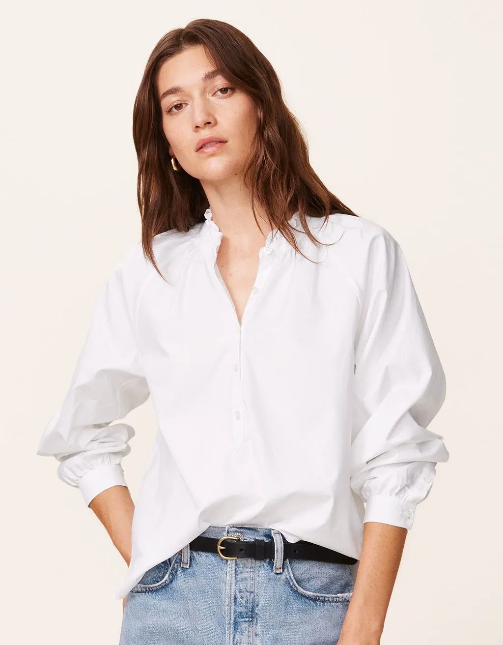 unsubscribed cotton ruffle blouse