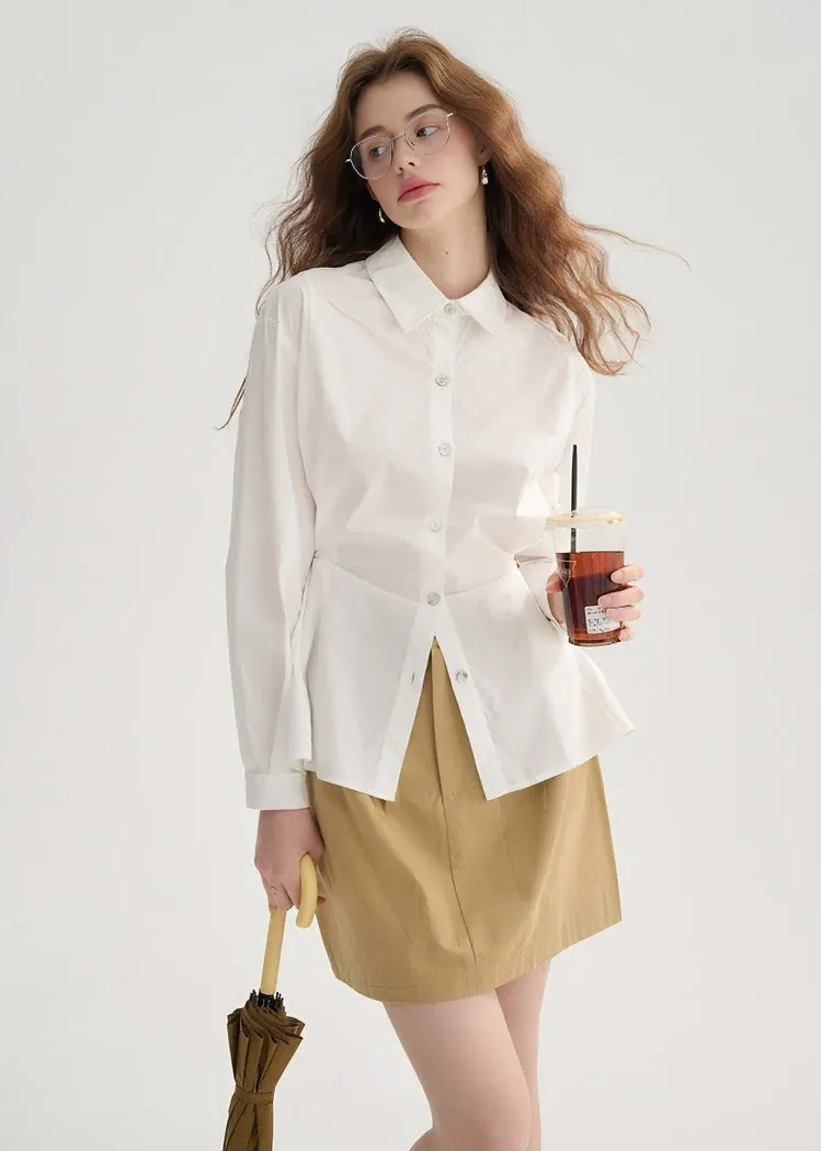 WAIST BUTTON LONG SLEEVE SHIRT