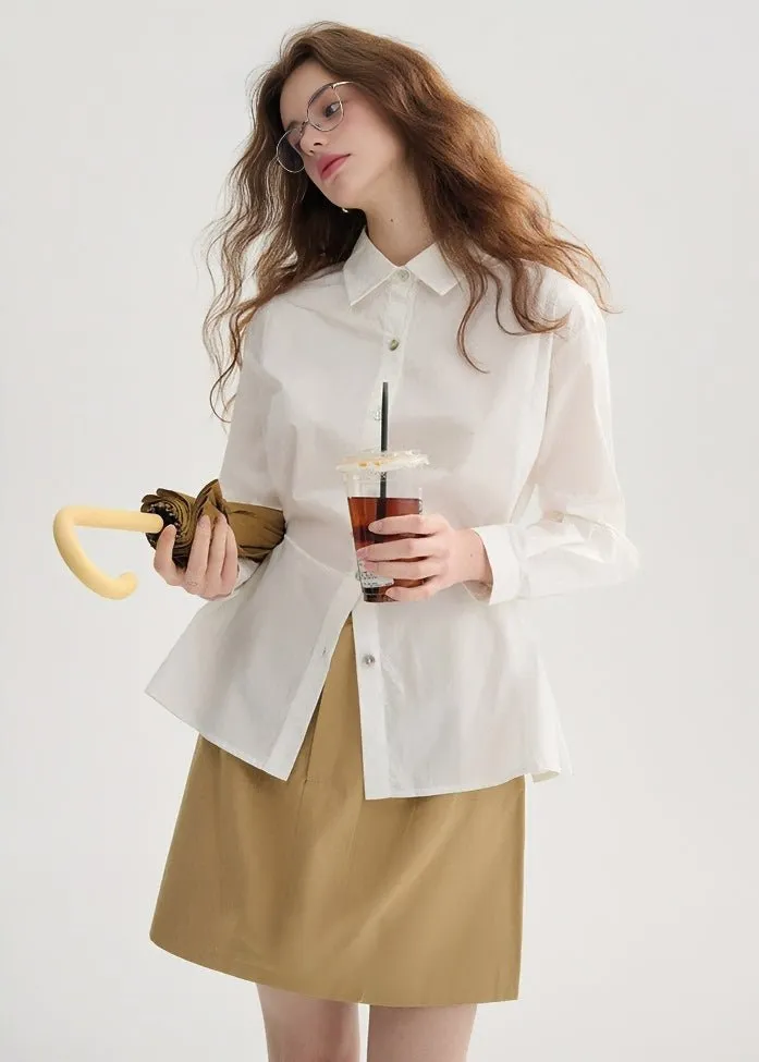 WAIST BUTTON LONG SLEEVE SHIRT