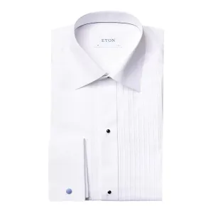 White Plissé Black Tie Classic Fit Shirt