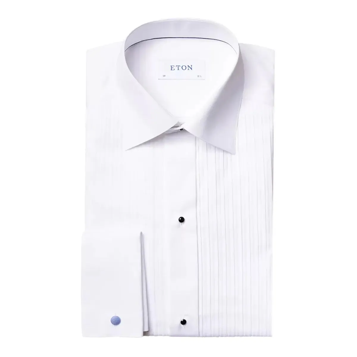 White Plissé Black Tie Classic Fit Shirt