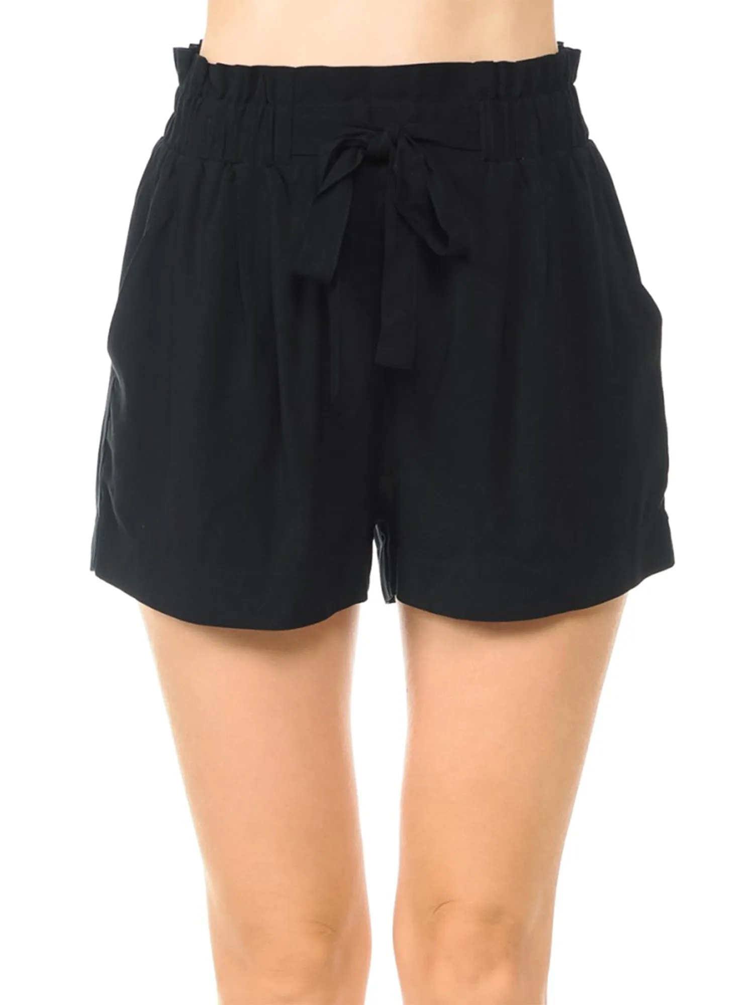 Women's Belted Waist Paperbag Casual Shorts w/ Pocket (FWB1016)