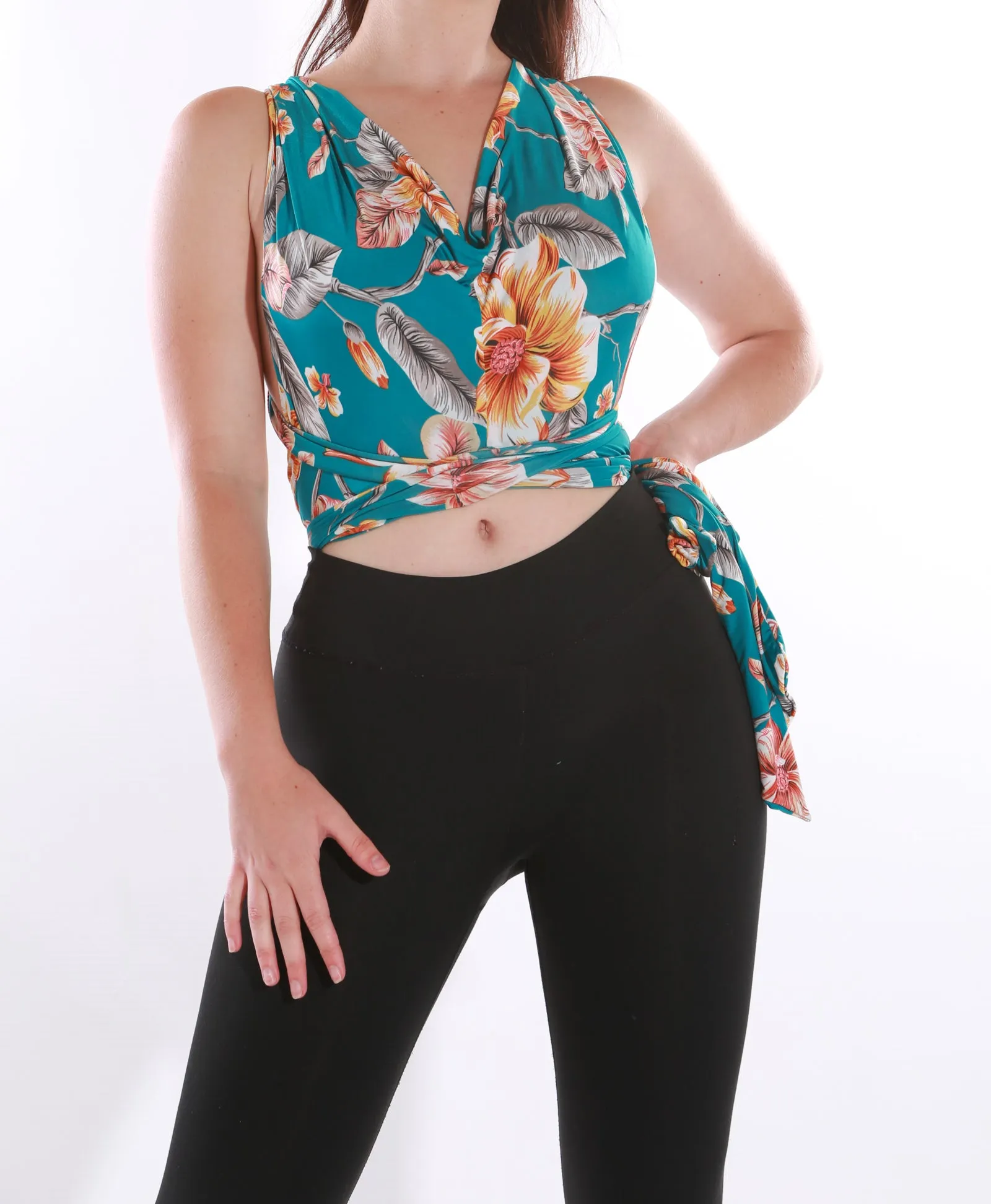 Wrap top - Halterneck Freesize- Turquoise Lilly