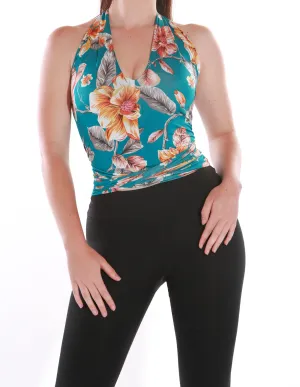 Wrap top - Halterneck Freesize- Turquoise Lilly